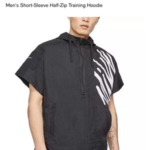Nike Black Short-Sleeve Half-Zip Hoodie with White Graphic